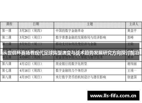 从世俱杯赛场看现代足球阵型演变与战术趋势发展研究方向探讨前沿 从世俱杯赛场看现代足球阵型演变与战术趋势发展研究方向探讨前沿